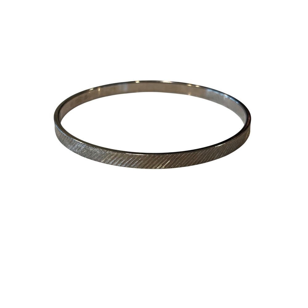 Monet Bangle Bracelet Silver Textured Etched Vintage Minimalist Stackable